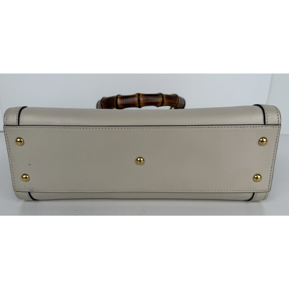 Gucci Diana Small Tote Bag in Beige with Orange Fluo Leather Bamboo Handles B5 - Picture 3 of 16